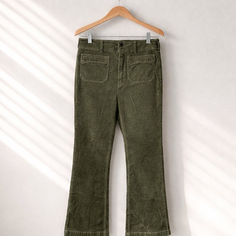 Pilcro Anthropologie Olive Corduroy Flare Pants Old Money 90’s Minimalist Sz
31